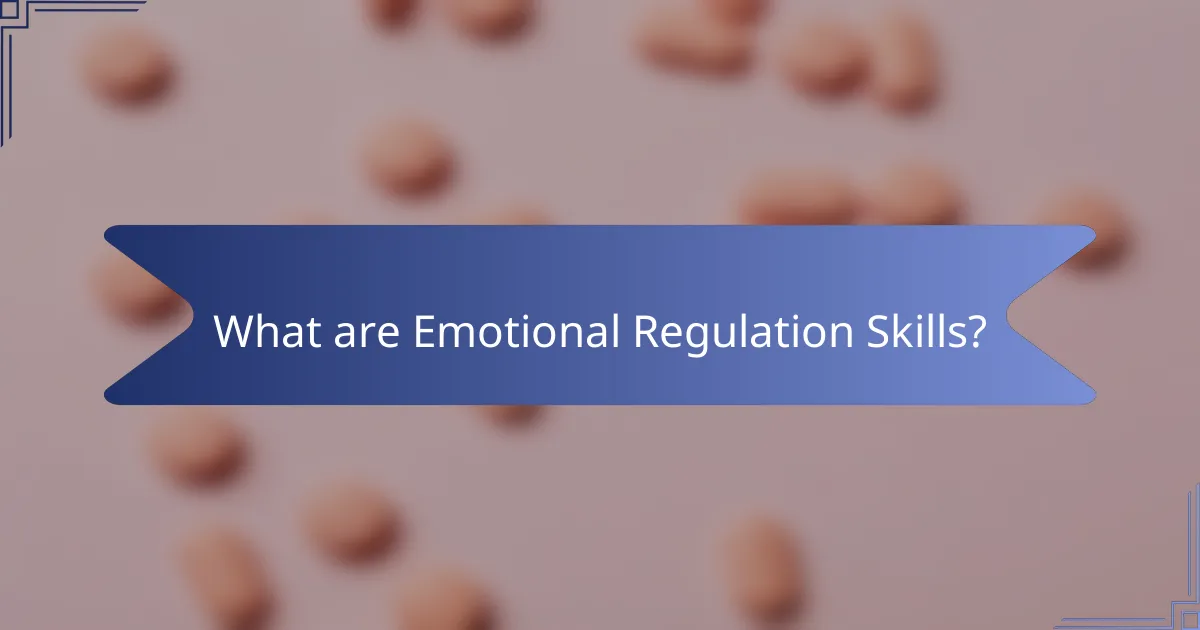 What are Emotional Regulation Skills?