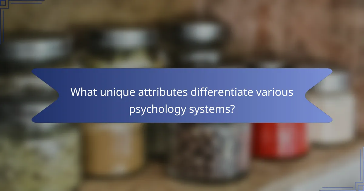 What unique attributes differentiate various psychology systems?